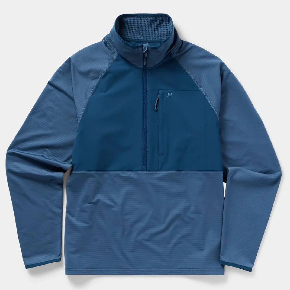 Duck Camp 1/2 Zip Lightweight Grid Tech Fleece Pullover in Bering Sea/Navy