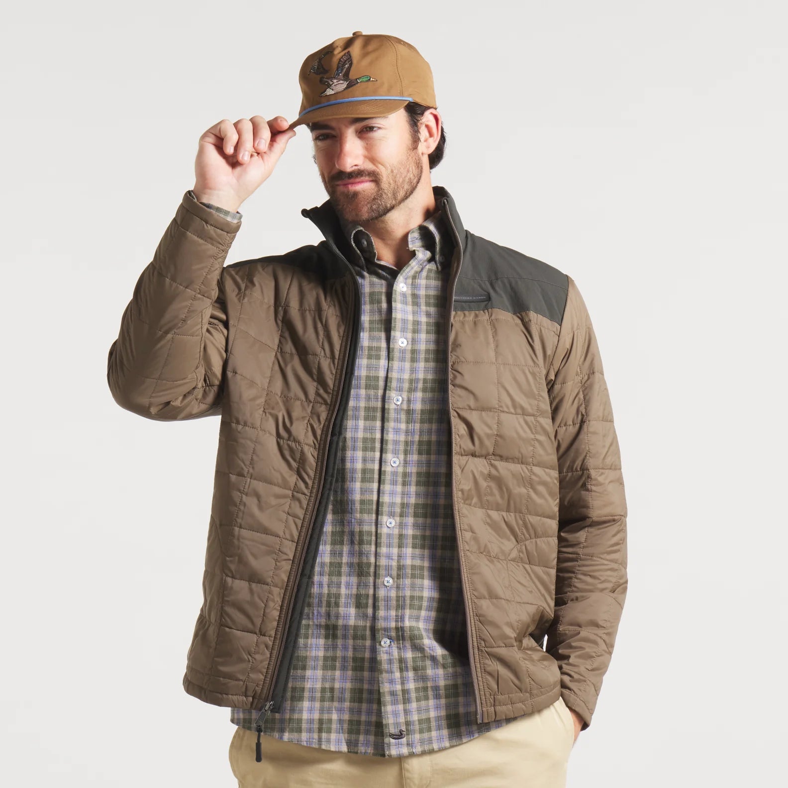 Men's Southern Marsh Falcon Hill Quilted Jacket in Stone Brown