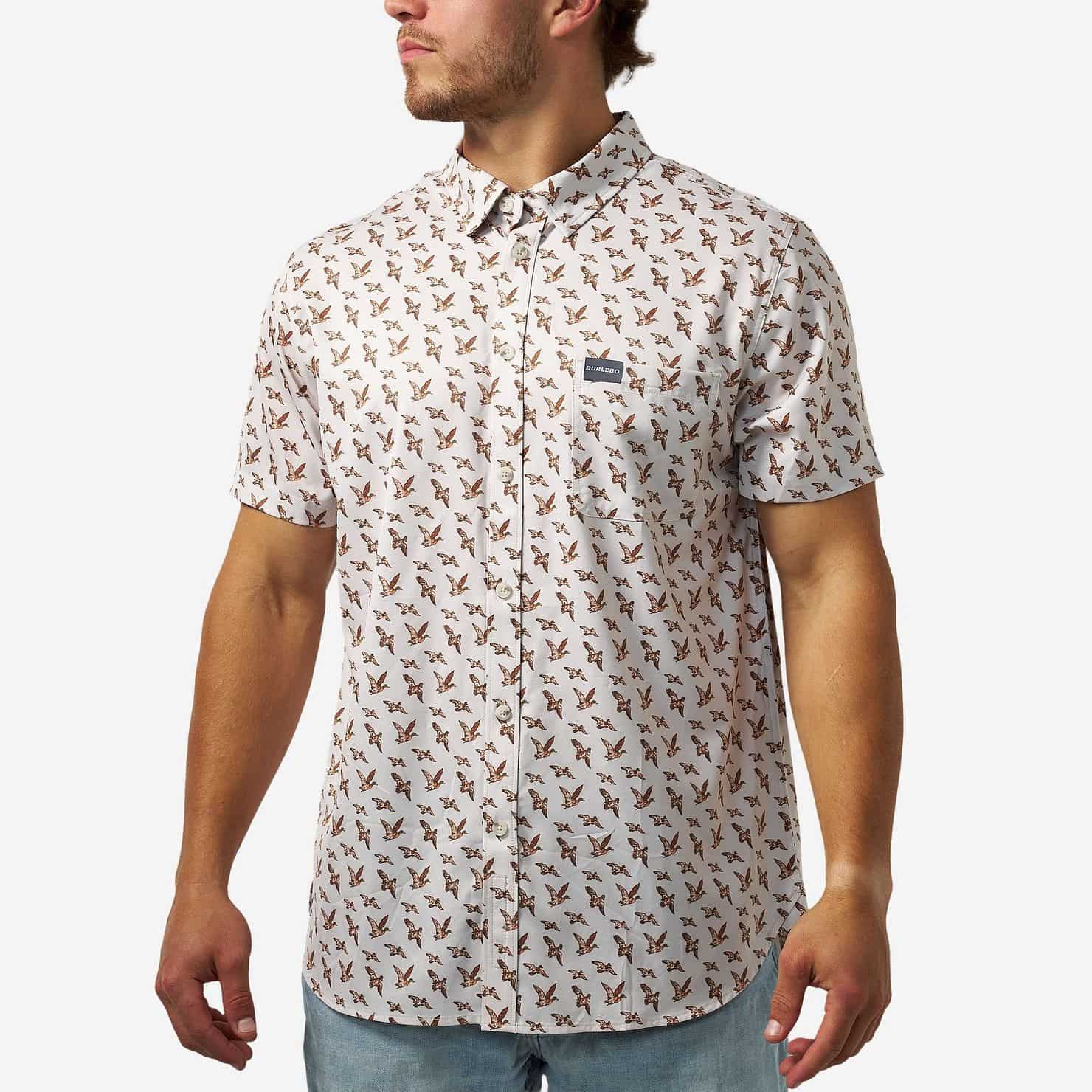 Men's Burlebo Performance Button Up - Mallards Flying In