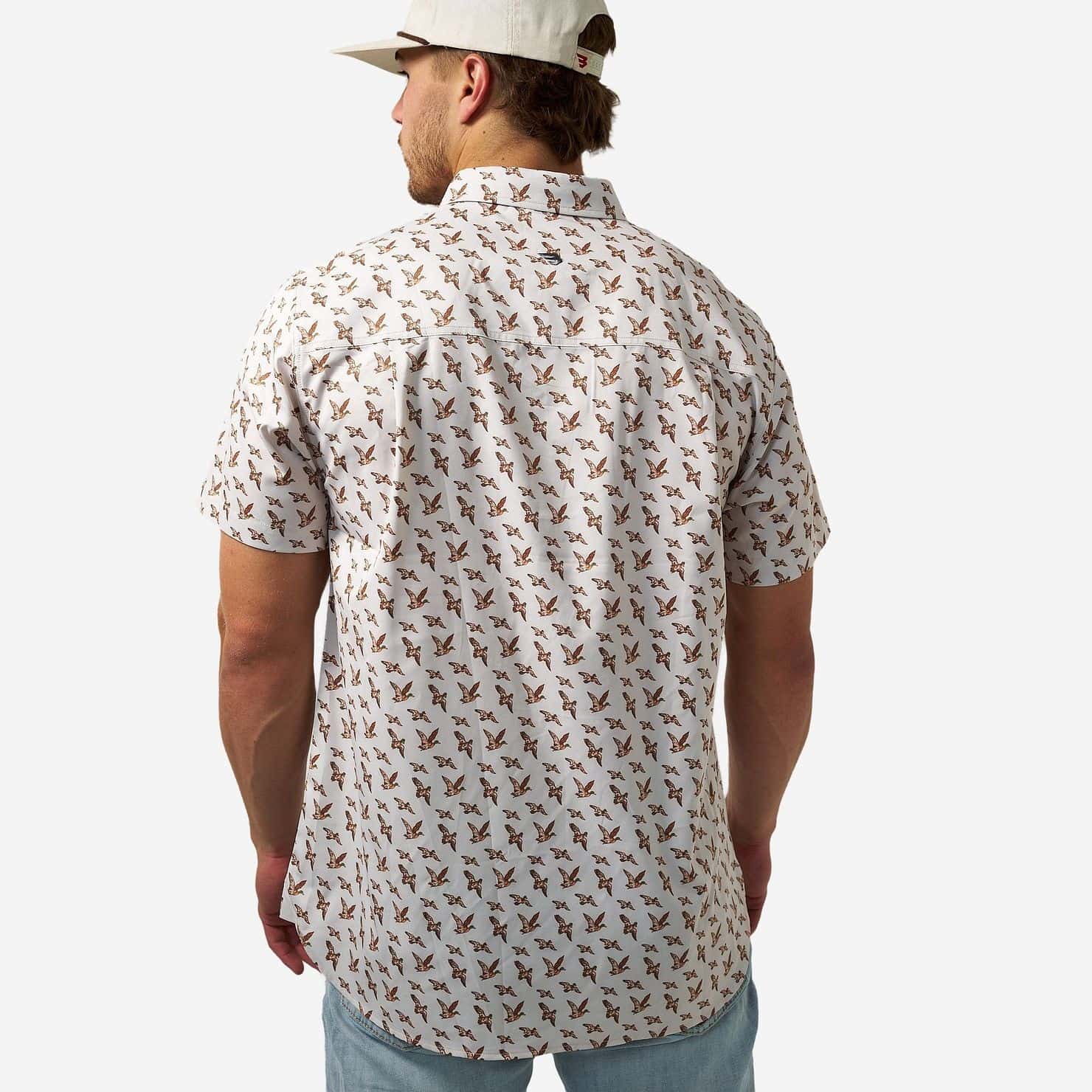 Men's Burlebo Performance Button Up - Mallards Flying In