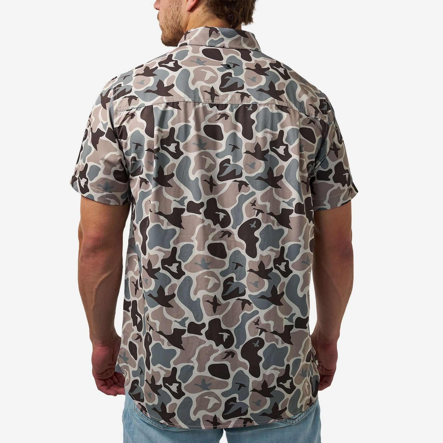Men's Burlebo Performance Button Up - Mallard Mayhem Camo
