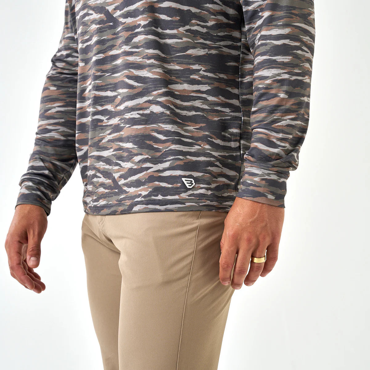 Men's Burlebo Performance Hoodie - Tiger Stripe Camo - Wetland