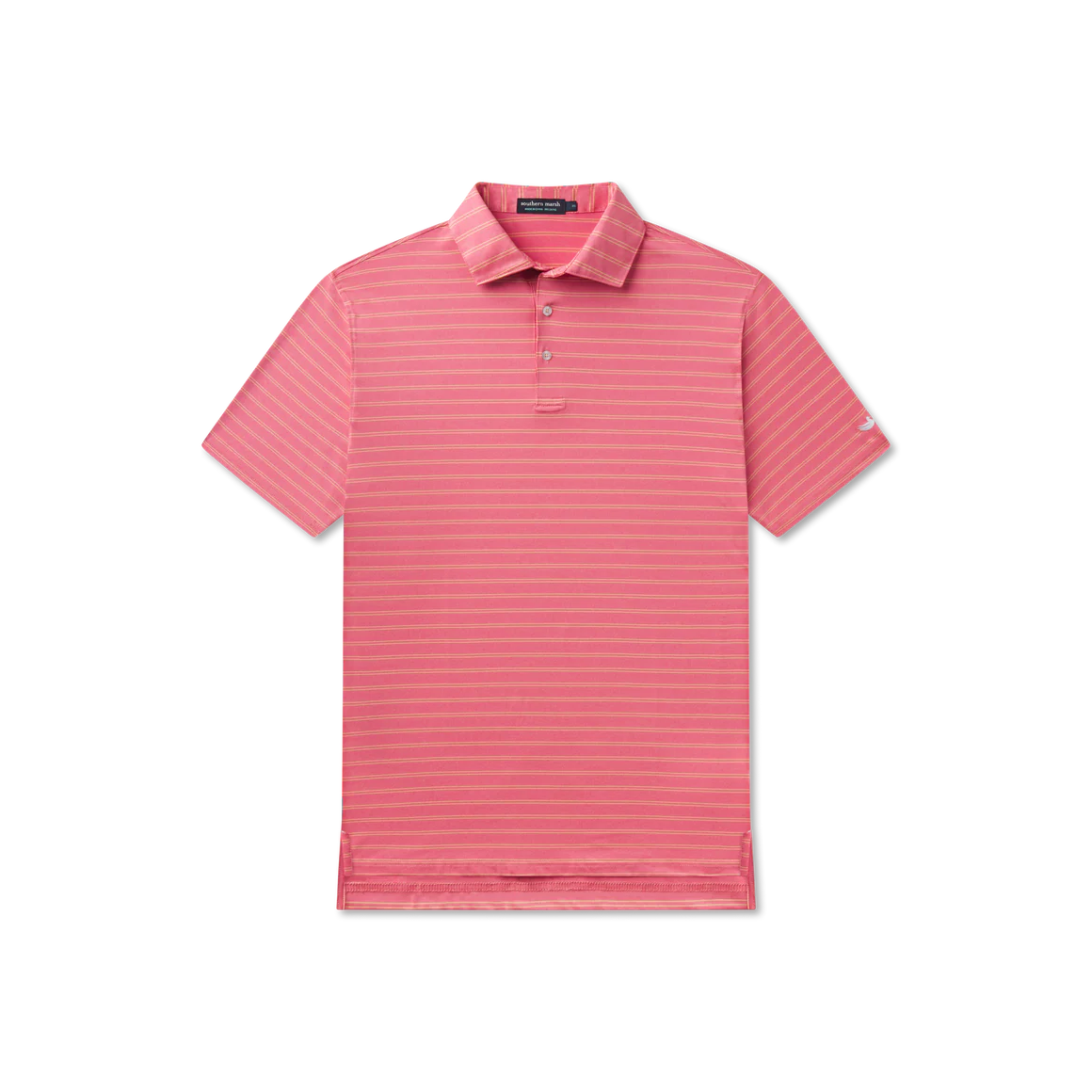 Men's Southern Marsh Newcastle Stripe Featherlight Polo in Coral