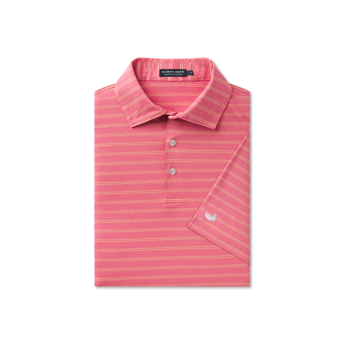 Men's Southern Marsh Newcastle Stripe Featherlight Polo in Coral
