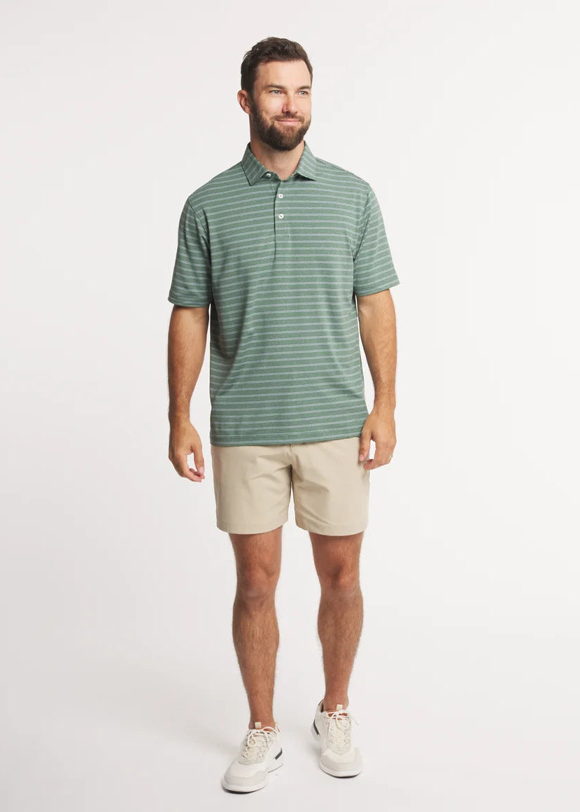 Southern Marsh | Newcastle Stripe Featherlight Polo in Green