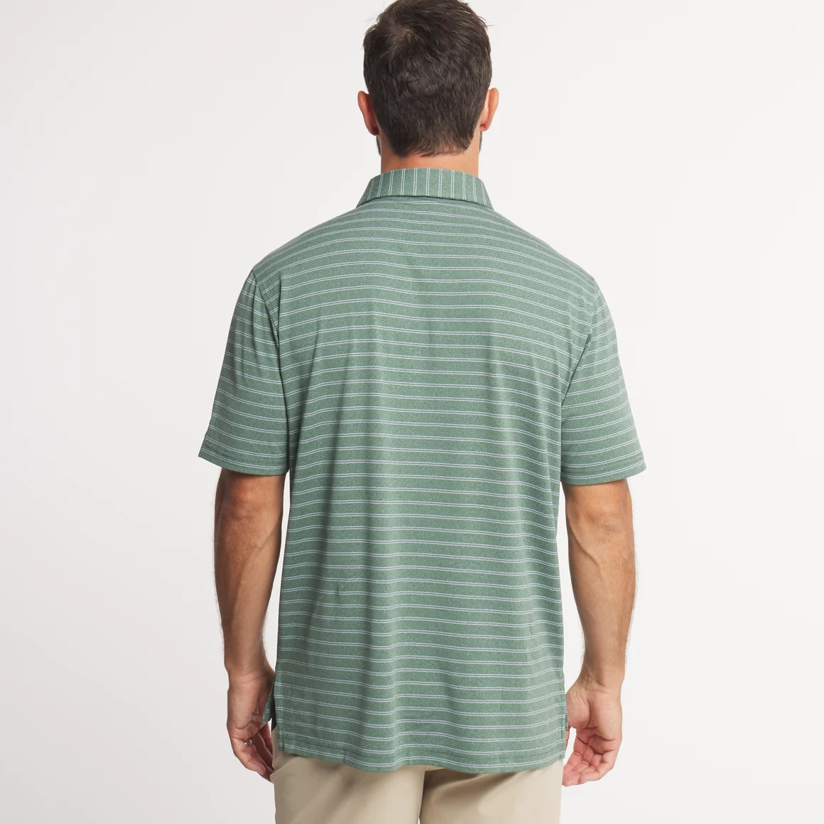 Southern Marsh | Newcastle Stripe Featherlight Polo in Green