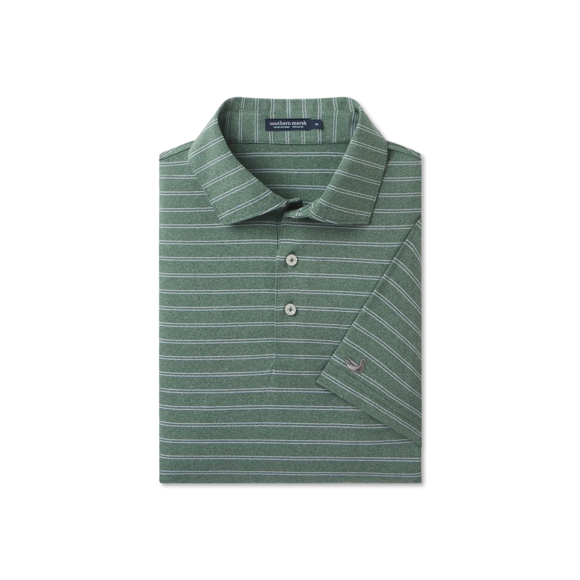 Southern Marsh | Newcastle Stripe Featherlight Polo in Green