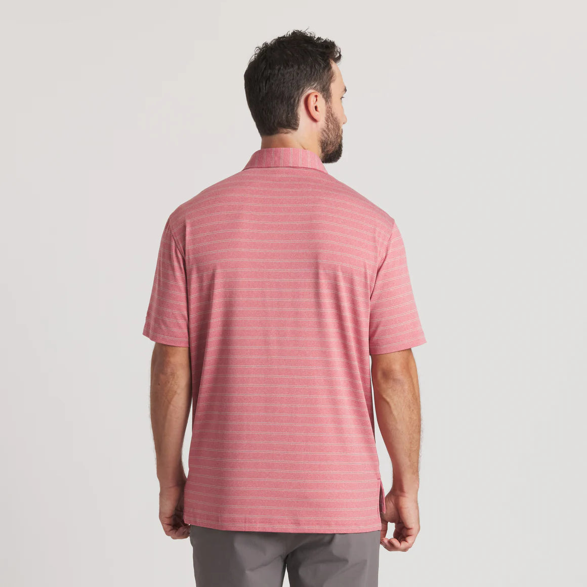 Men's Southern Marsh Newcastle Stripe Featherlight Polo in Rhubarb