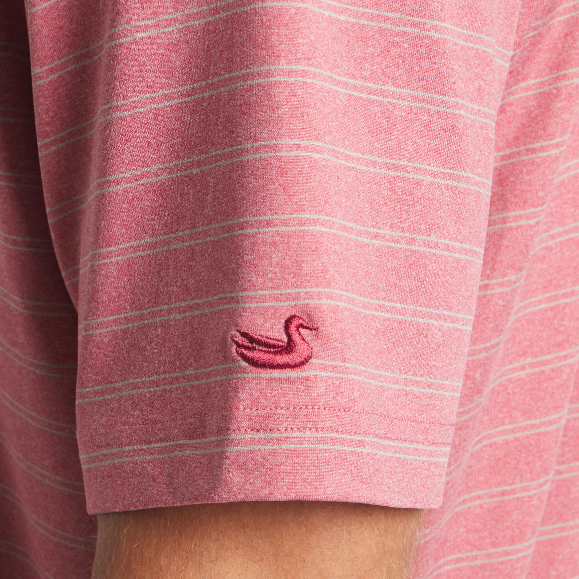 Men's Southern Marsh Newcastle Stripe Featherlight Polo in Rhubarb