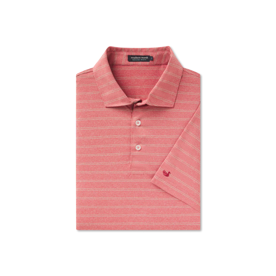 Men's Southern Marsh Newcastle Stripe Featherlight Polo in Rhubarb