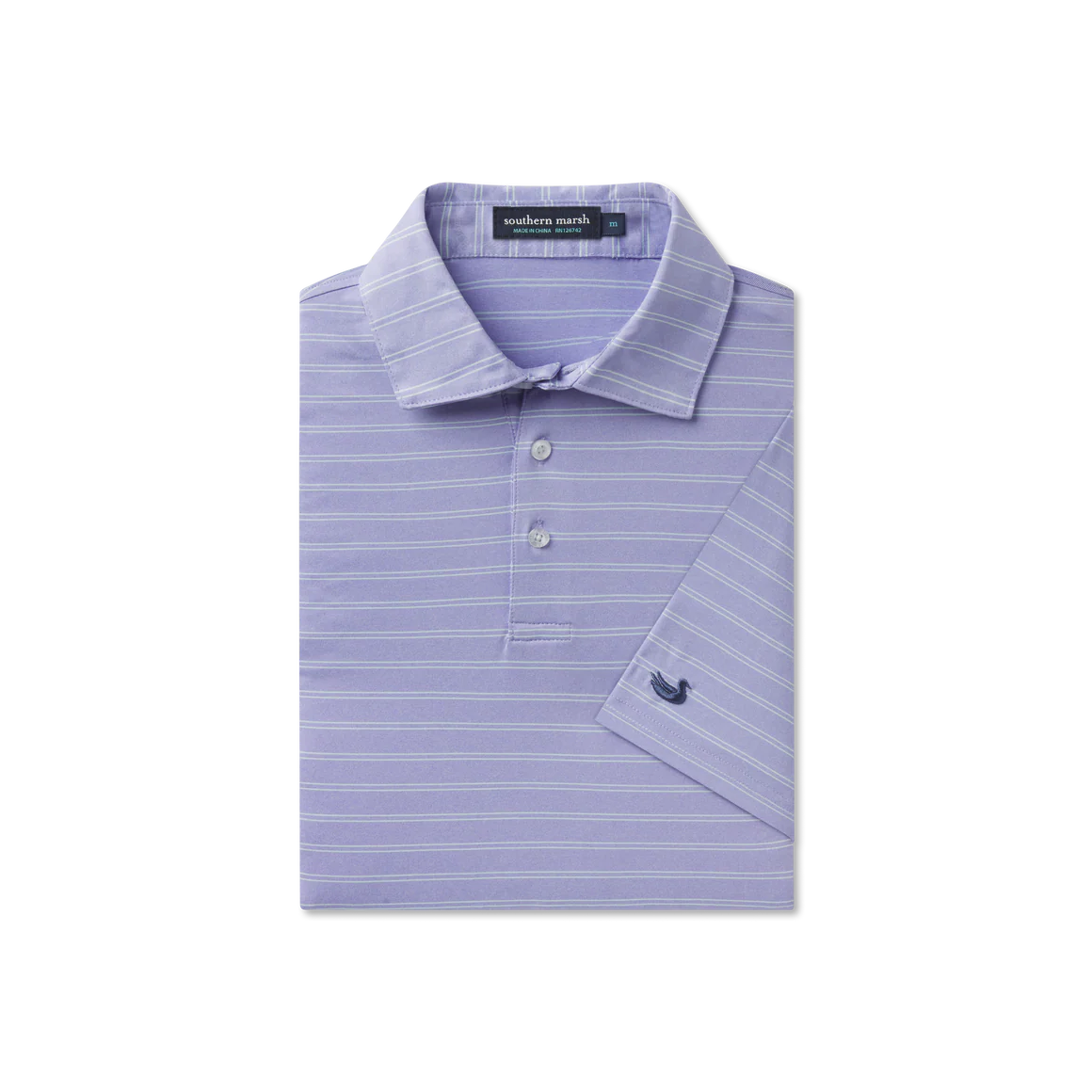 Men's Southern Marsh Newcastle Stripe Featherlight Polo in Purple