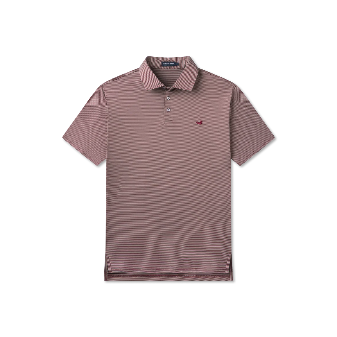 Southern Marsh | Bermuda Meadowood Stripe Performance Polo in Maroon/Grey