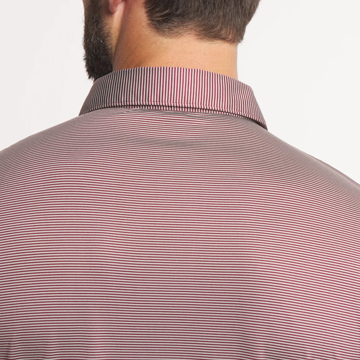 Southern Marsh | Bermuda Meadowood Stripe Performance Polo in Maroon/Grey