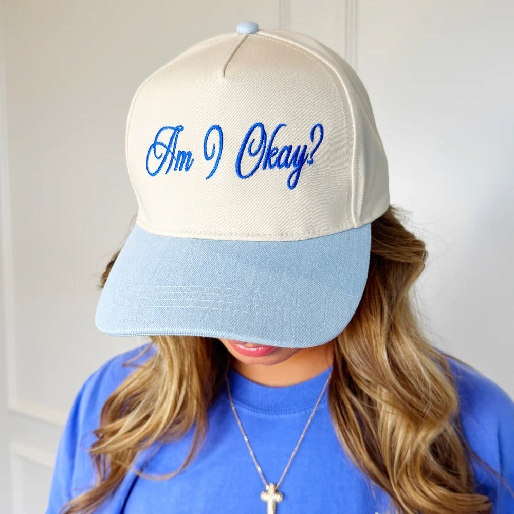 Am I Okay Denim Trucker Hat