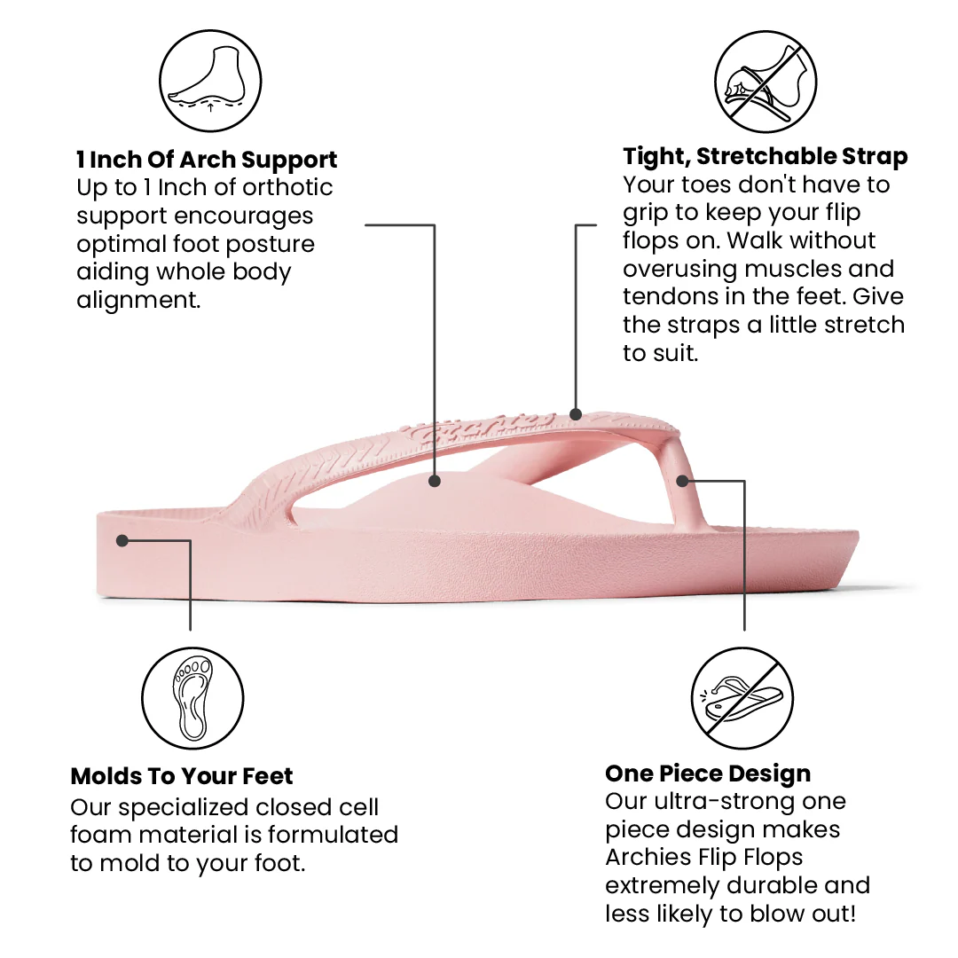 Archies Unisex Arch Support Flip Flops - Pink