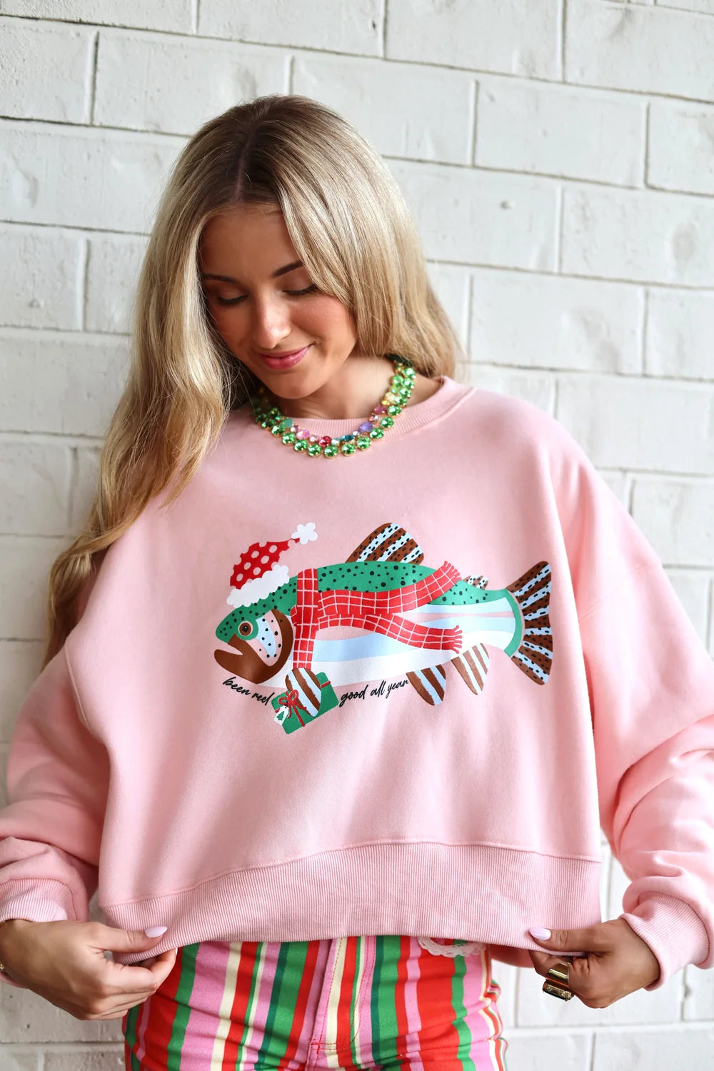 Festive Fish Crop Sweatshirt