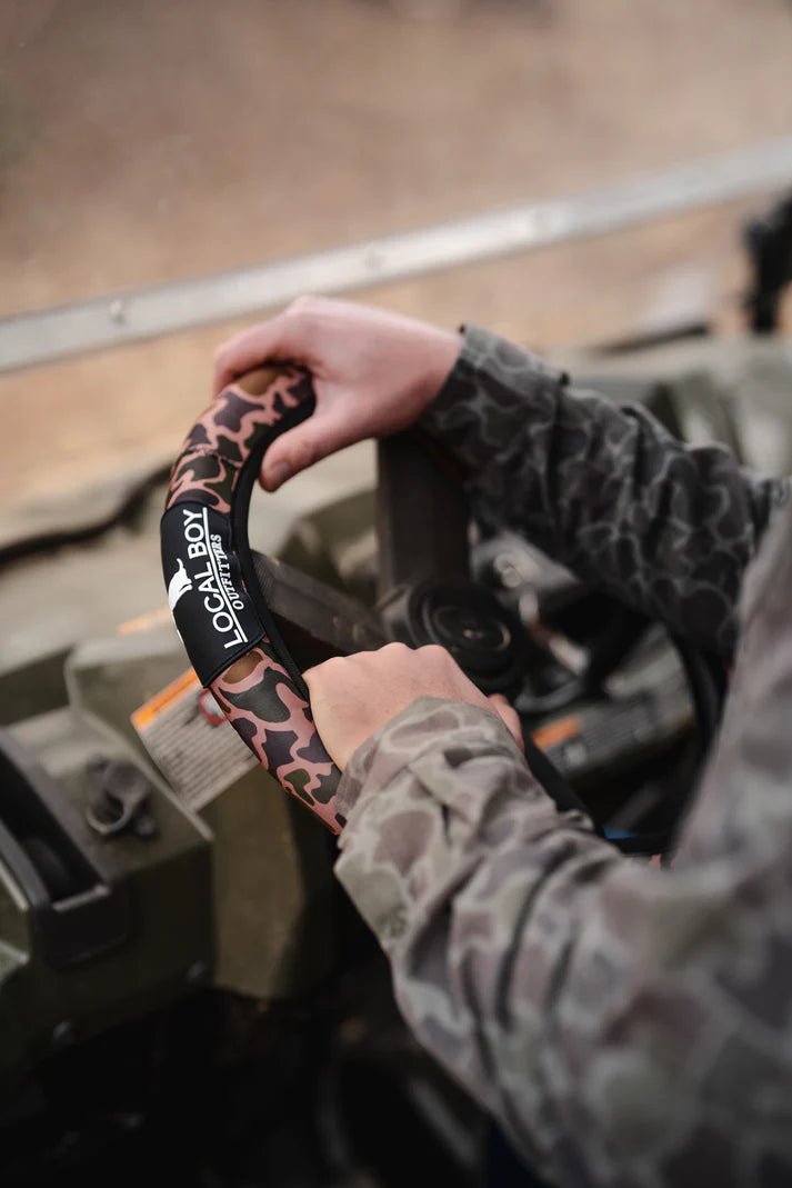 Local Boy Steering Wheel Cover in Old School Camo