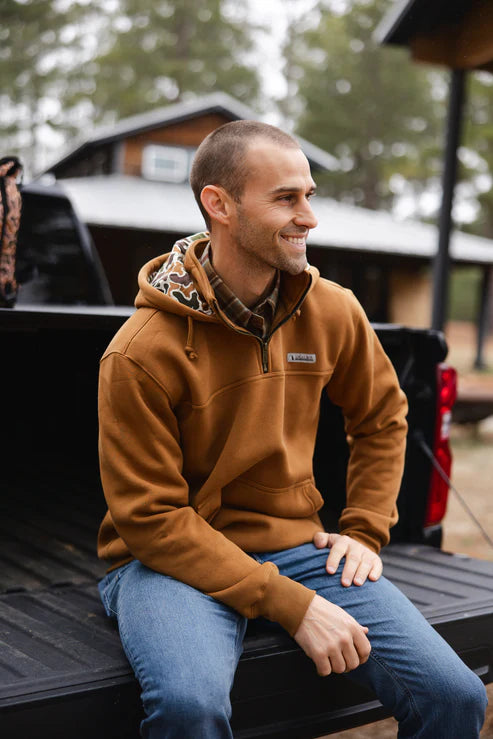 Men's Local Boy Quarter Zip Hoodie in Rust
