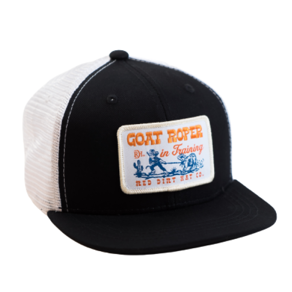Youth Red Dirt Hat Co. Goat Roping Black / White Cap