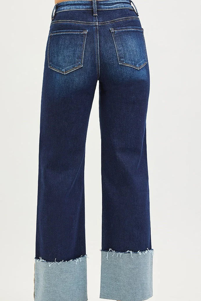 The Makenna High Rise Wide Cuffed Jeans