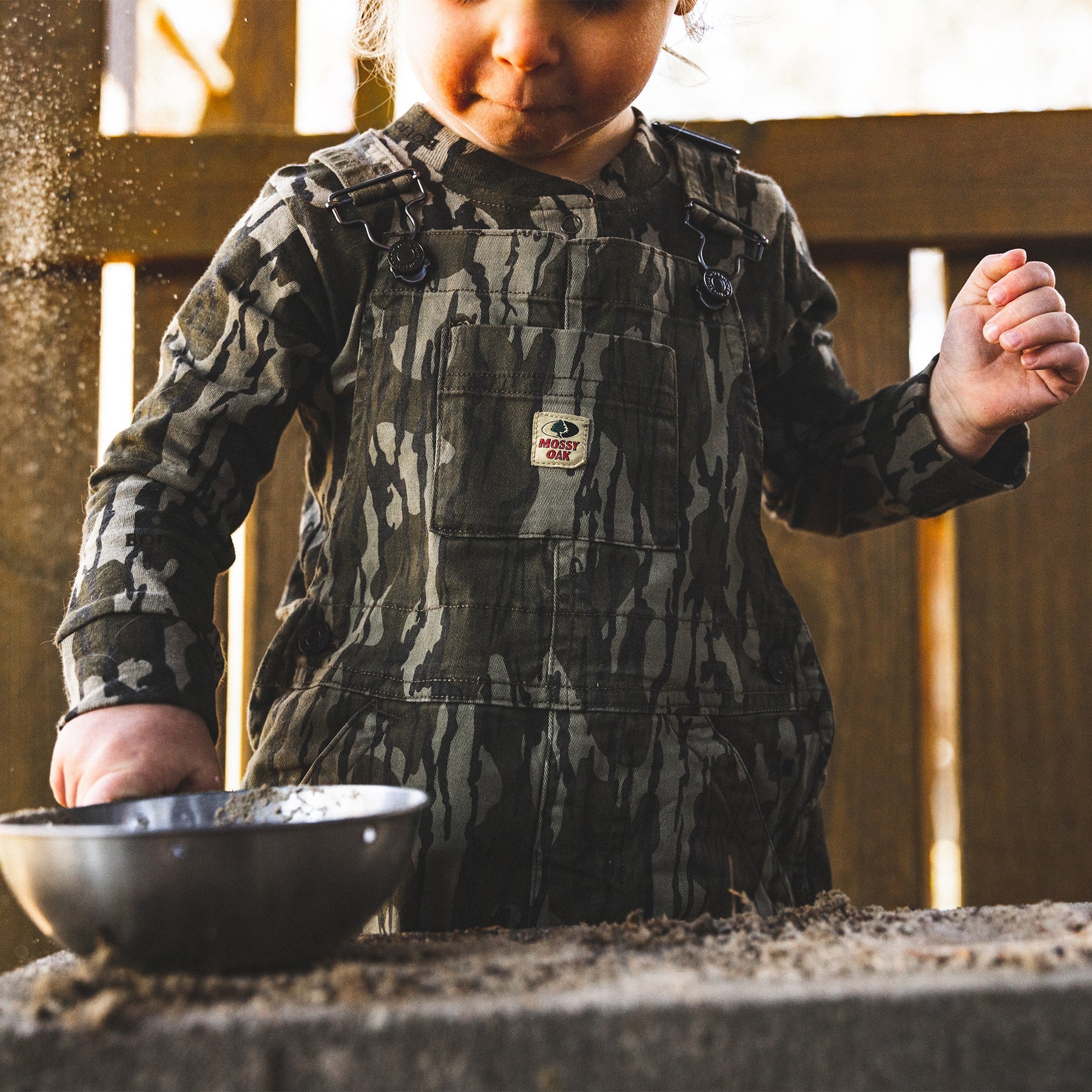 Mossy Oak Cotton Mill Toddler Bib Overall in Bottomland