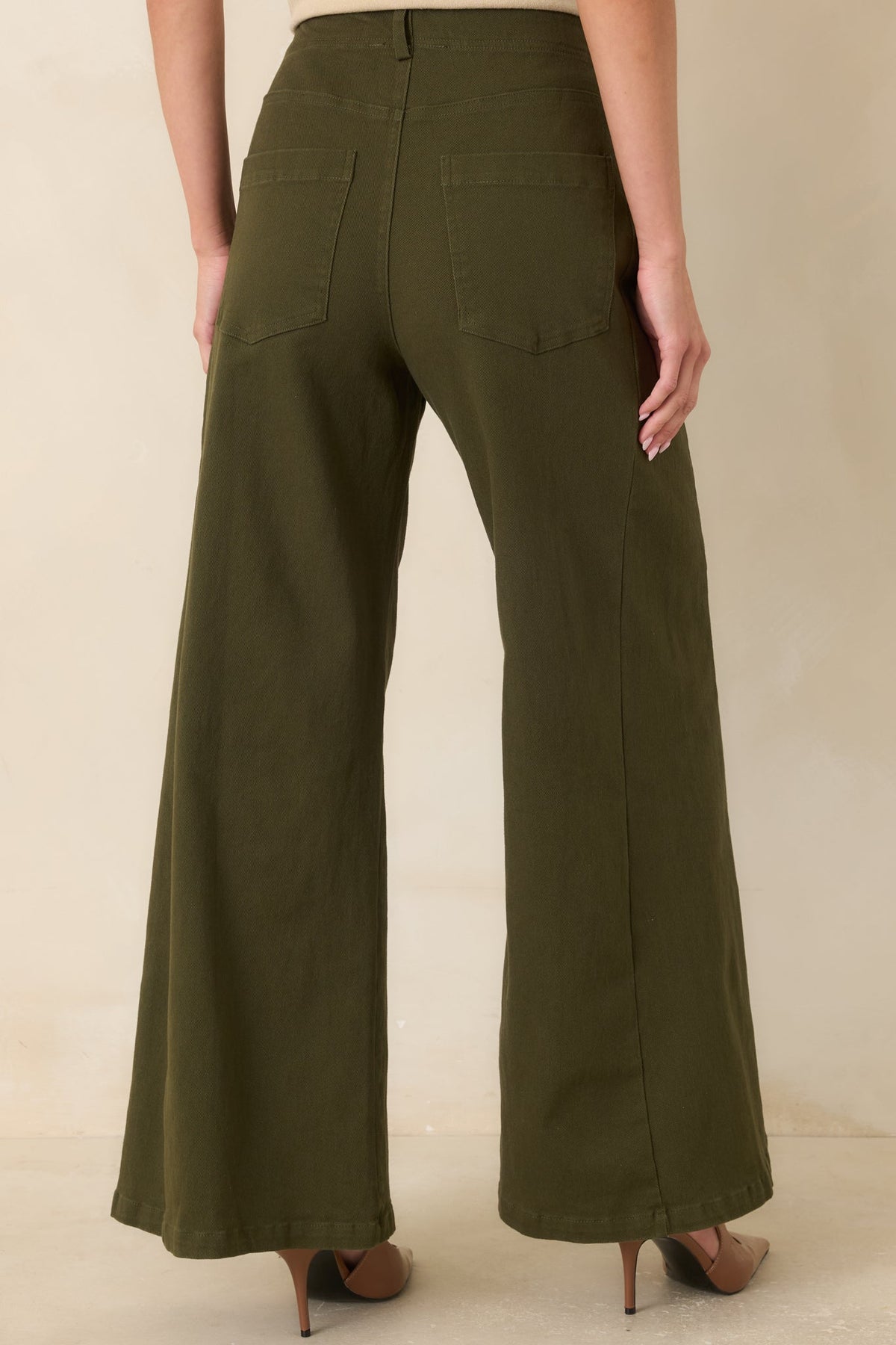 The Annie Wide Leg Pants in Olive Green