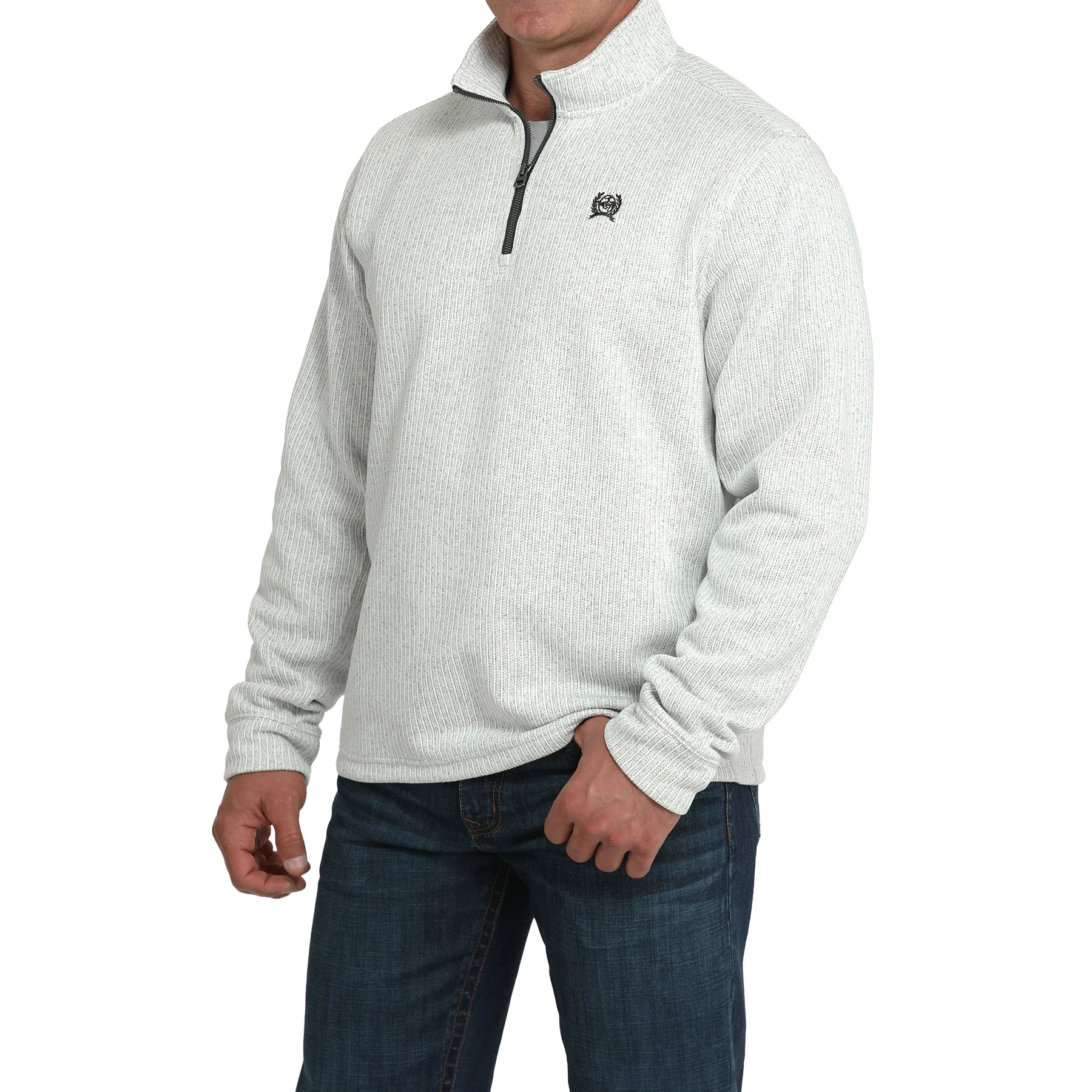 Men's Cinch Ribbed 1/4 Zip Grey Pullover