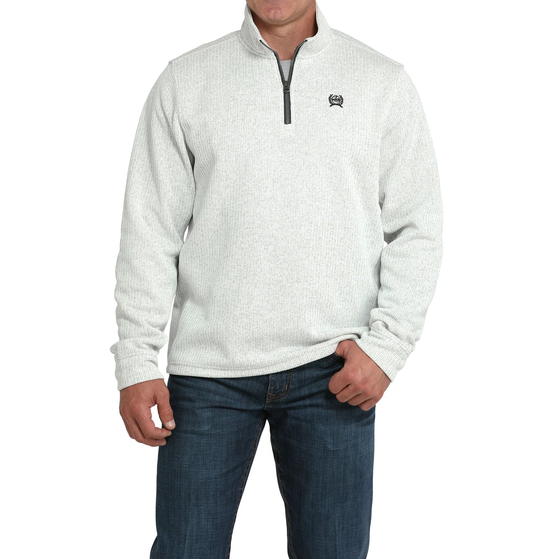 Men's Cinch Ribbed 1/4 Zip Grey Pullover