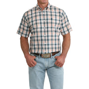 Cinch Men's Coral Plaid Print Button Down Shirt