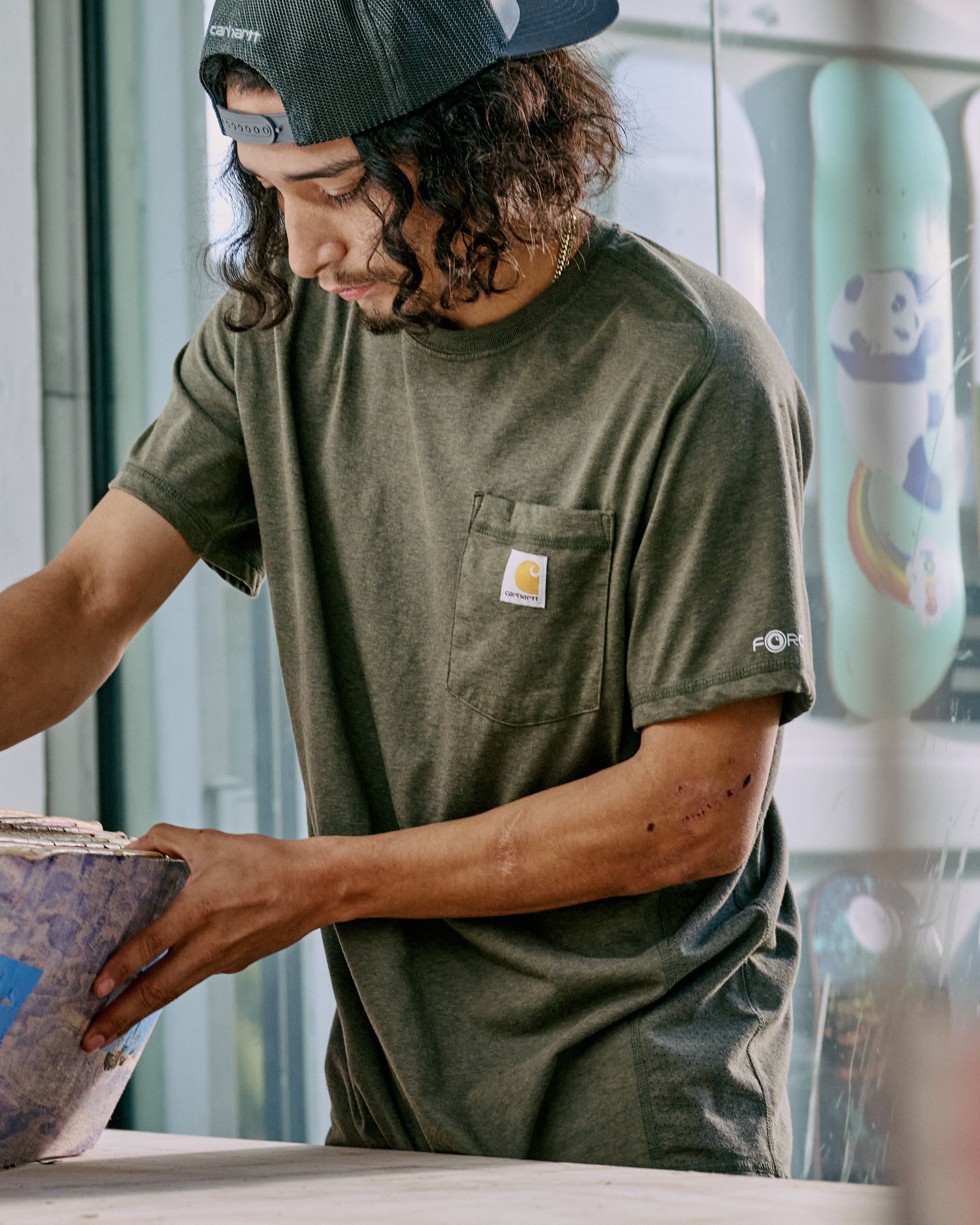 Carhartt Force Relaxed Fit Midweight Short Sleeve Pocket T-Shirt - Basil Heather