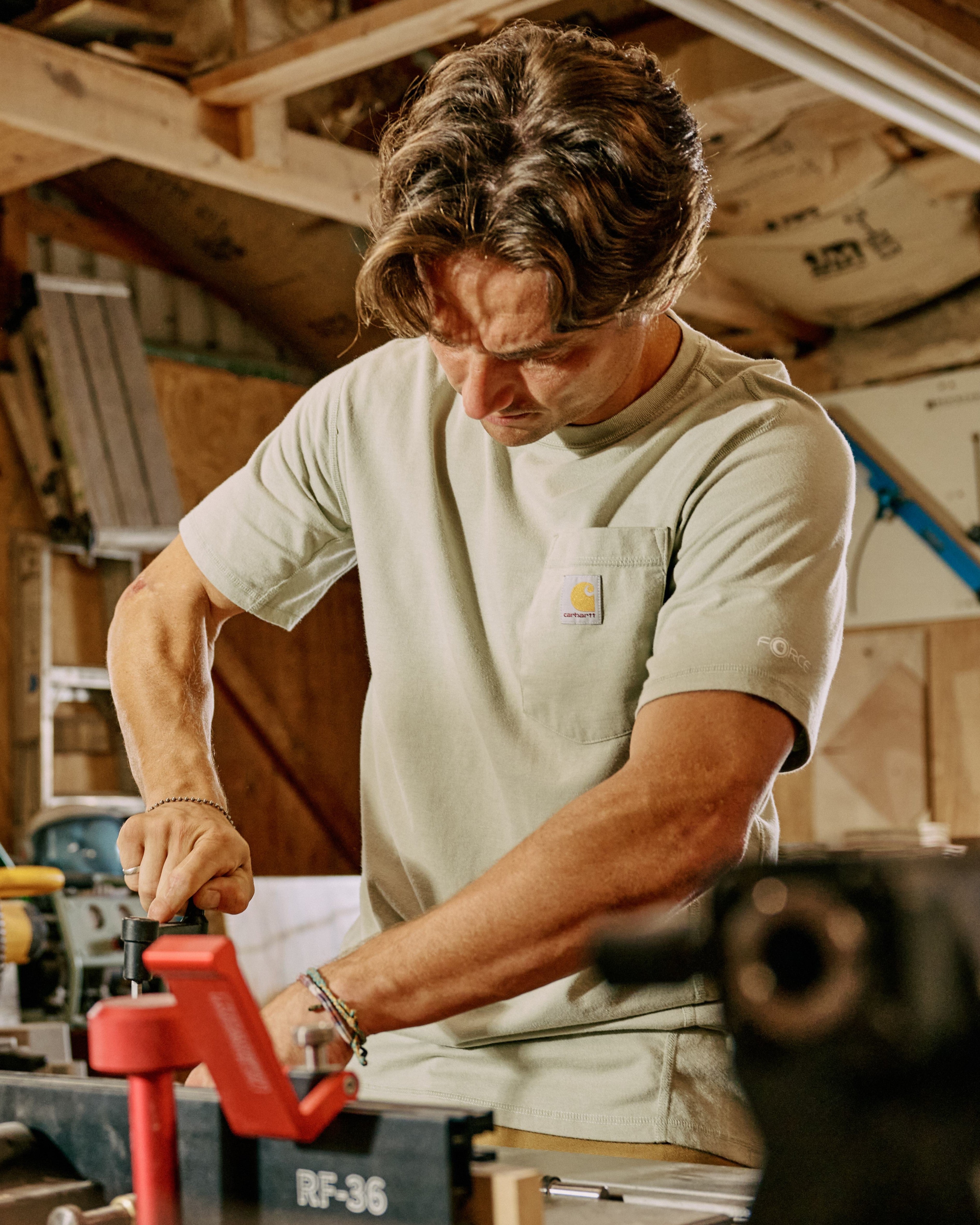 Men's Carhartt Force Relaxed Fit Midweight Short Sleeve Pocket T-Shirt in Sage