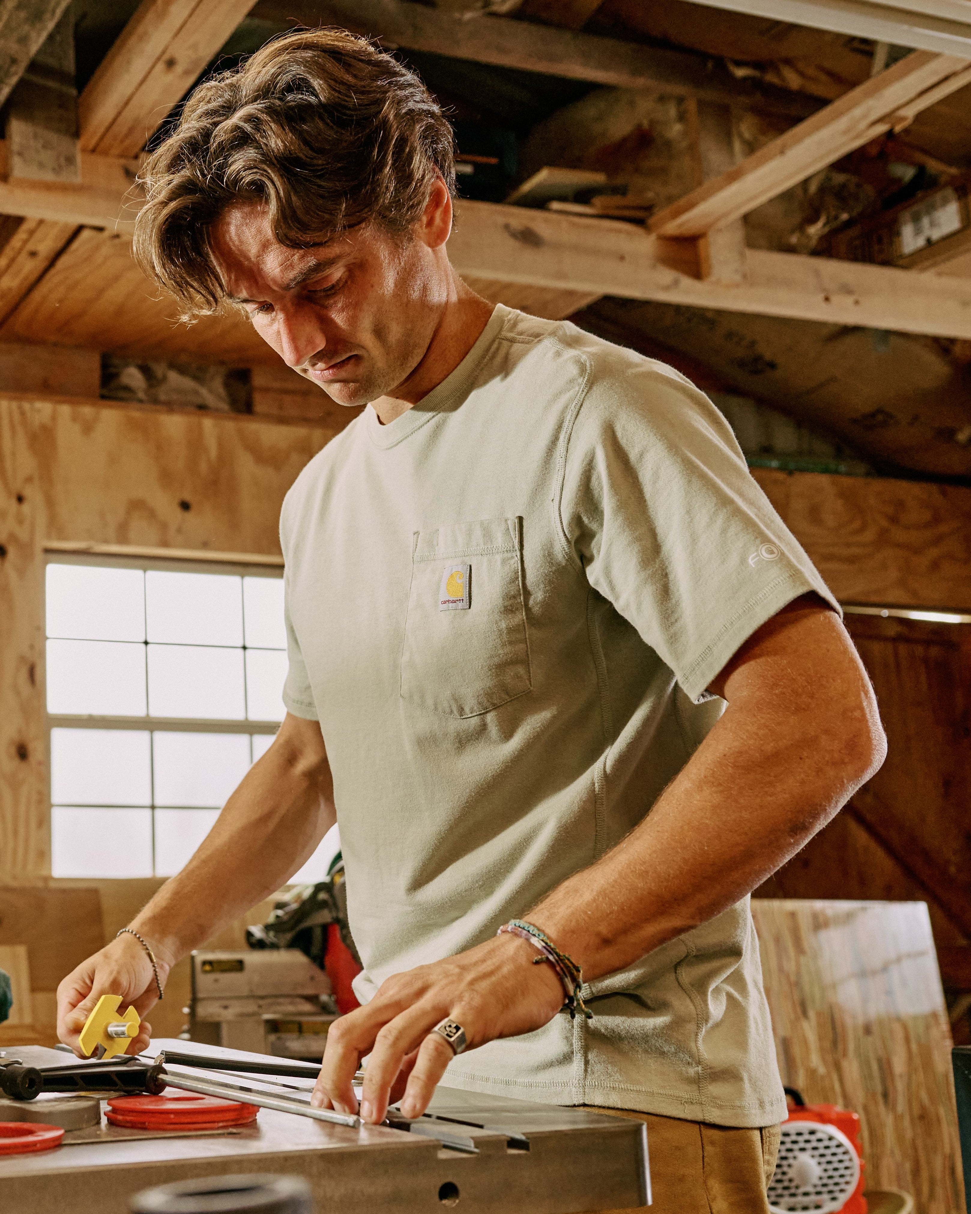 Men's Carhartt Force Relaxed Fit Midweight Short Sleeve Pocket T-Shirt in Sage