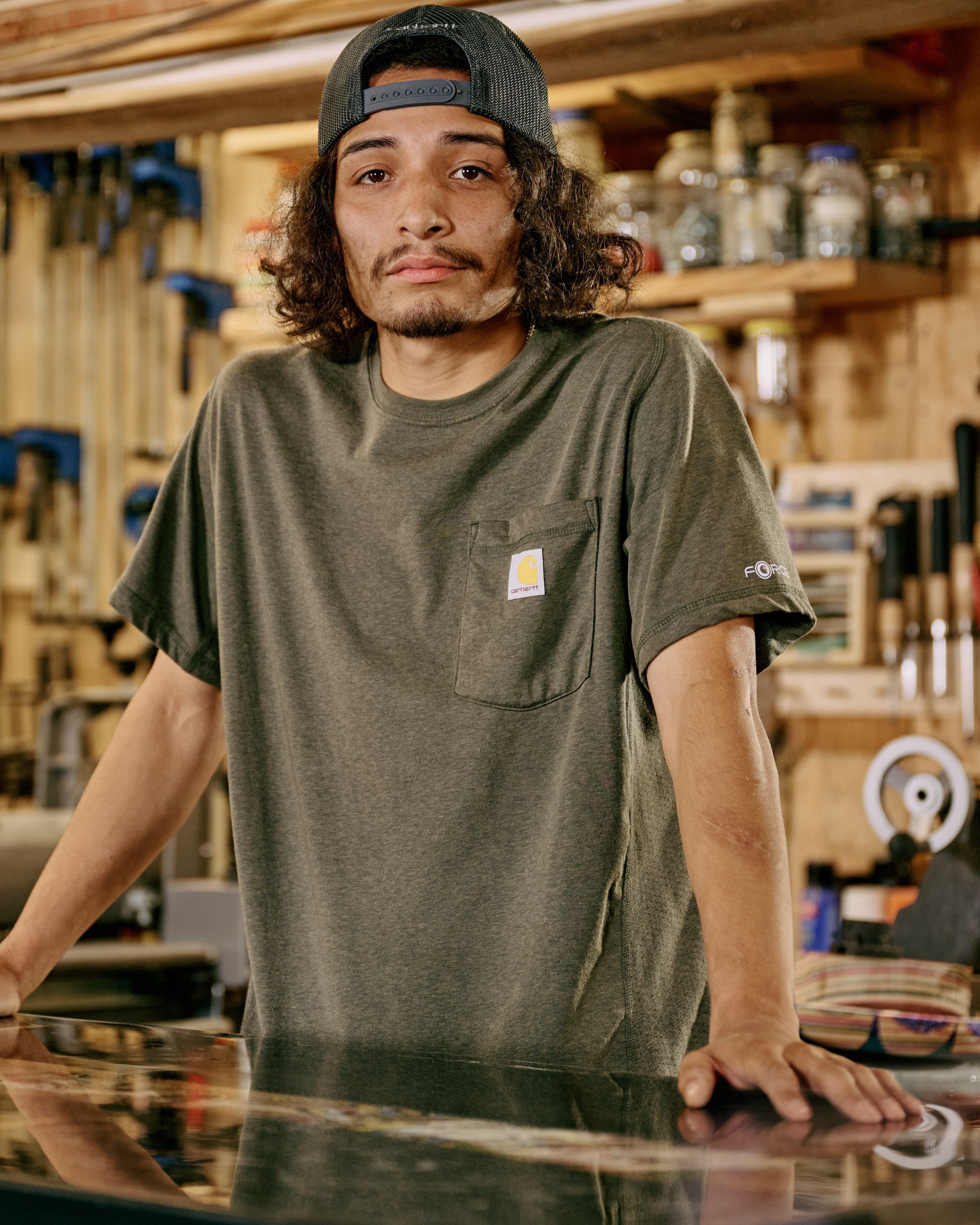 Carhartt Force Relaxed Fit Midweight Short Sleeve Pocket T-Shirt - Basil Heather