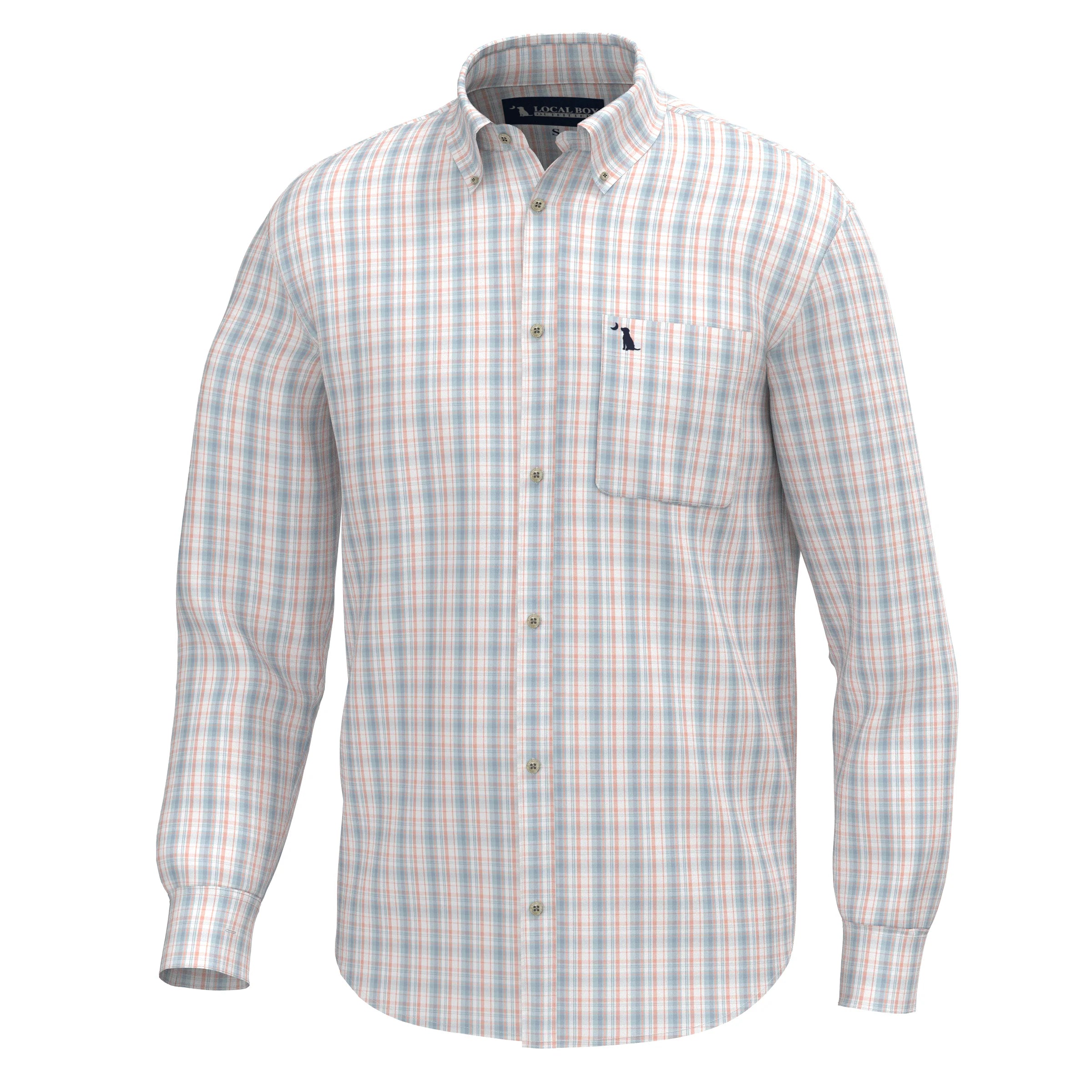 Local Boy Lee Dress Shirt in Light Blue & Salmon