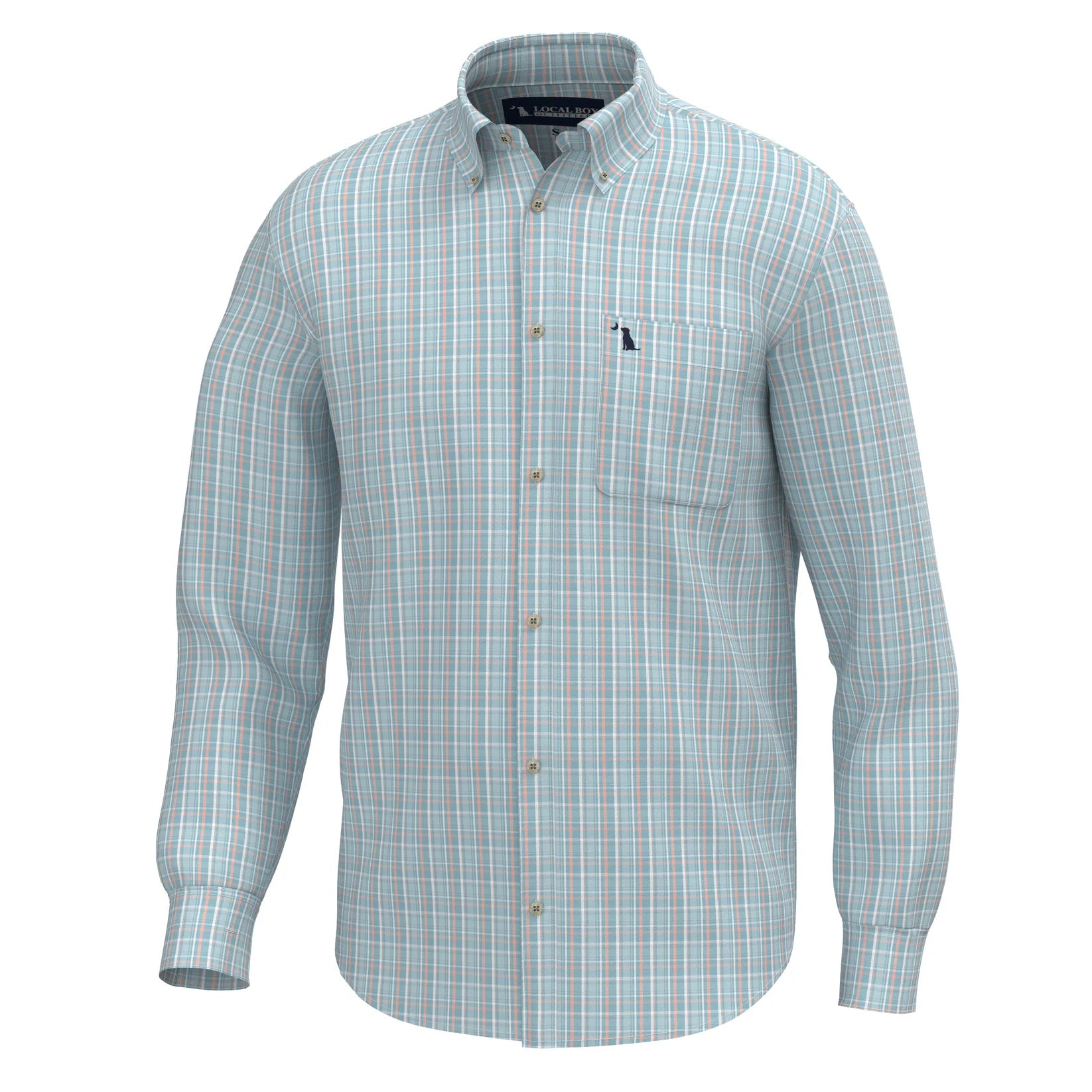 Local Boy Buffkin Dress Shirt Teal & Salmon