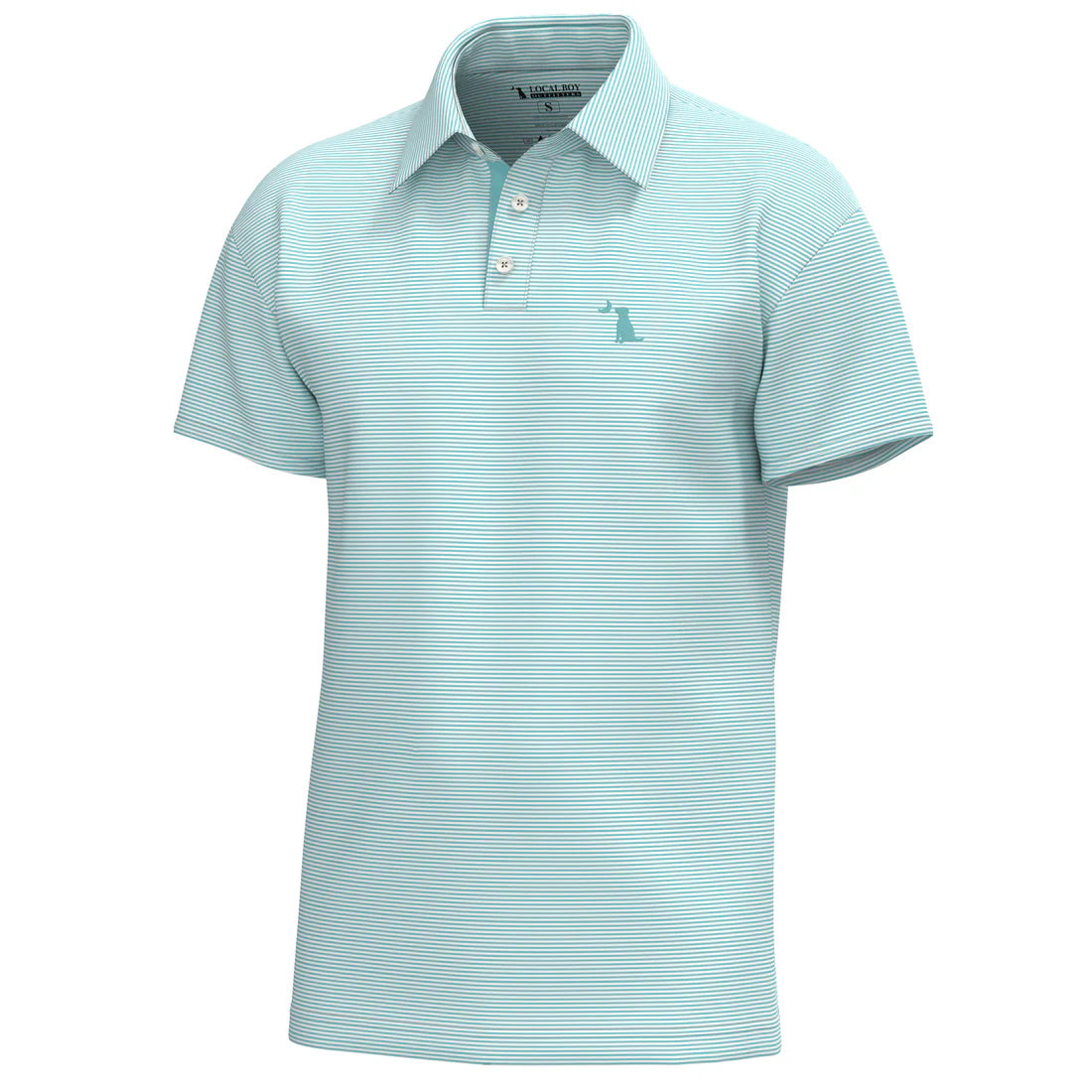 Local Boy Palms Polo in Aqua/ White