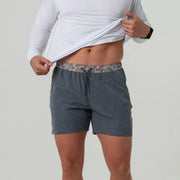 Men's Burlebo 5.5" Athletic Short - Grizzly Grey - Classic Deer Camo Liner