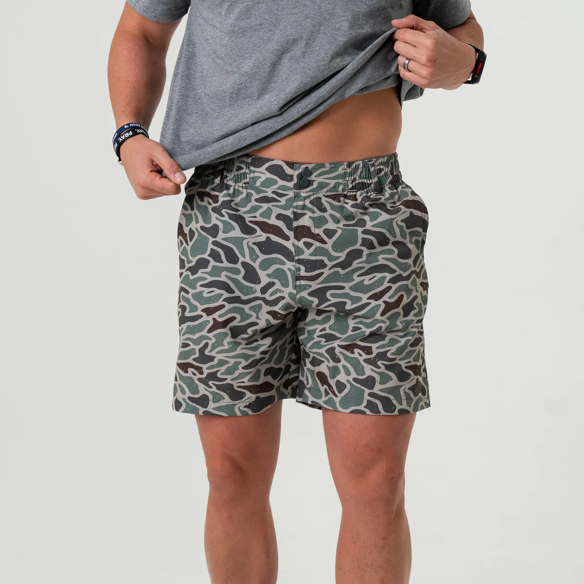 Men's Burlebo 5.5" Everyday Short - Retro Duck Camo - Grey Pocket