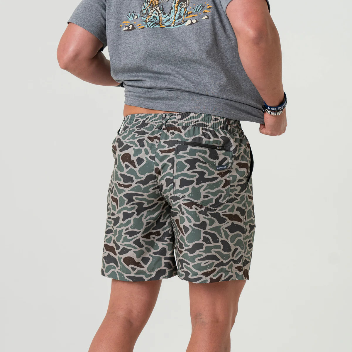 Men's Burlebo 5.5" Everyday Short - Retro Duck Camo - Grey Pocket
