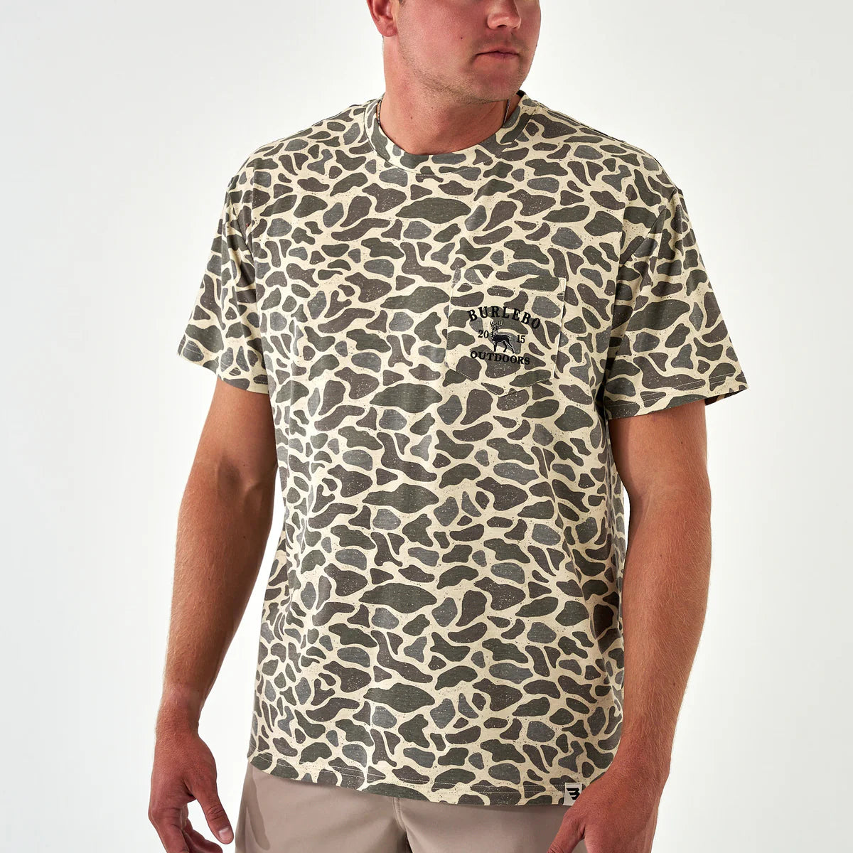 Burlebo Men's Pocket T-Shirt in Classic Deer Camo