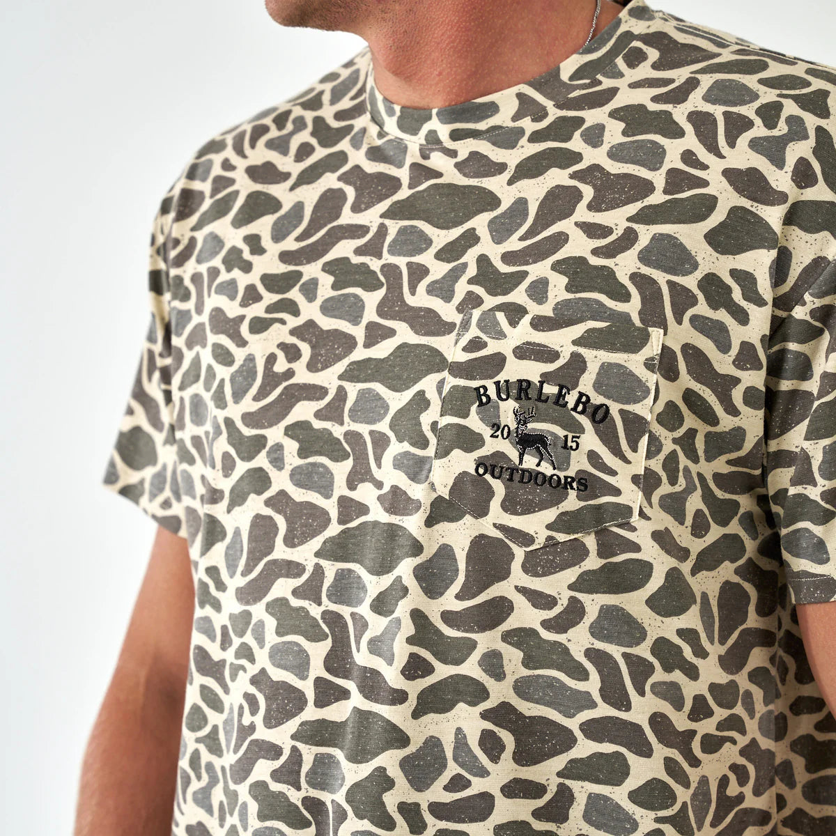 Burlebo Men's Pocket T-Shirt in Classic Deer Camo