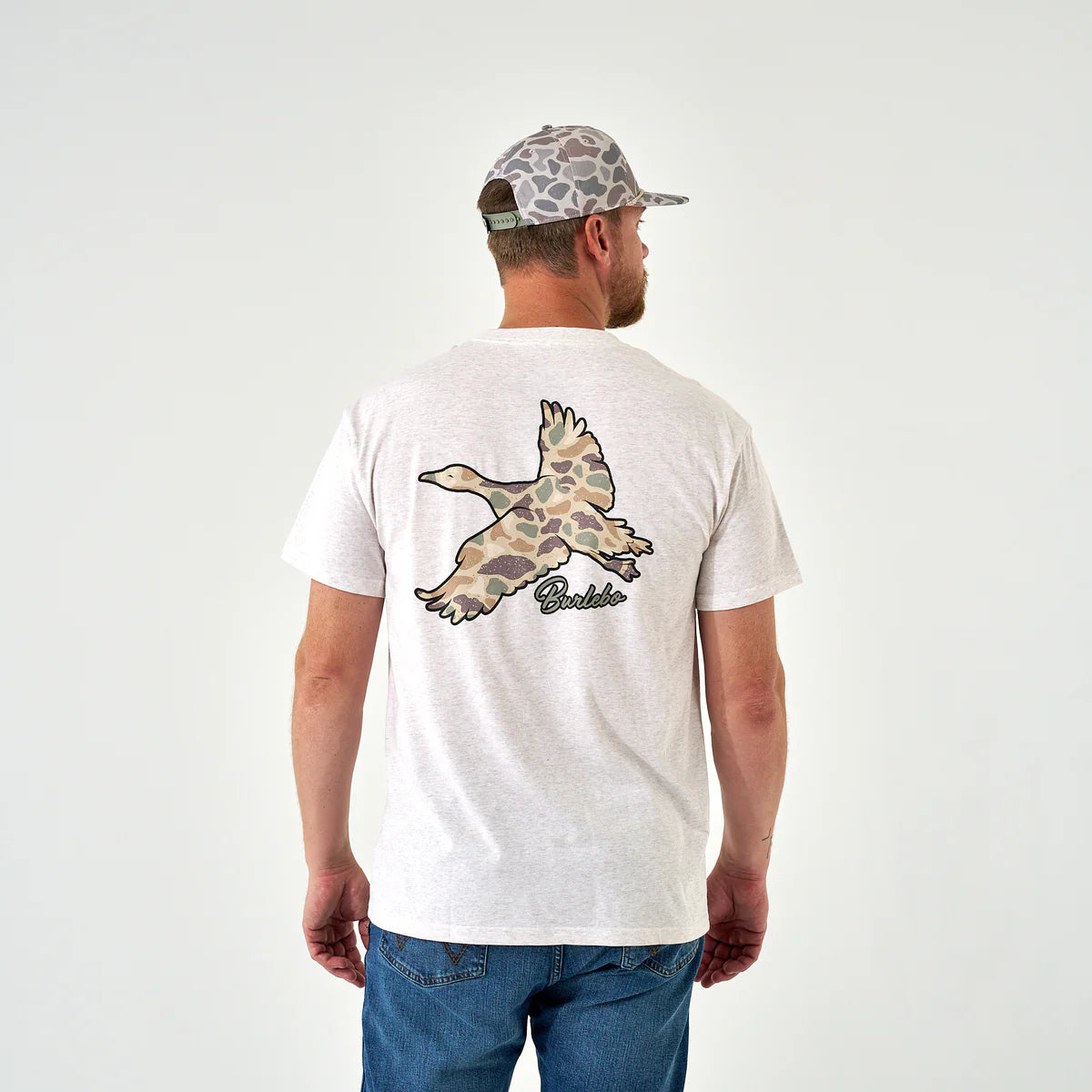 Burlebo Flying Pintail Camo Duck T-Shirt - Oatmeal