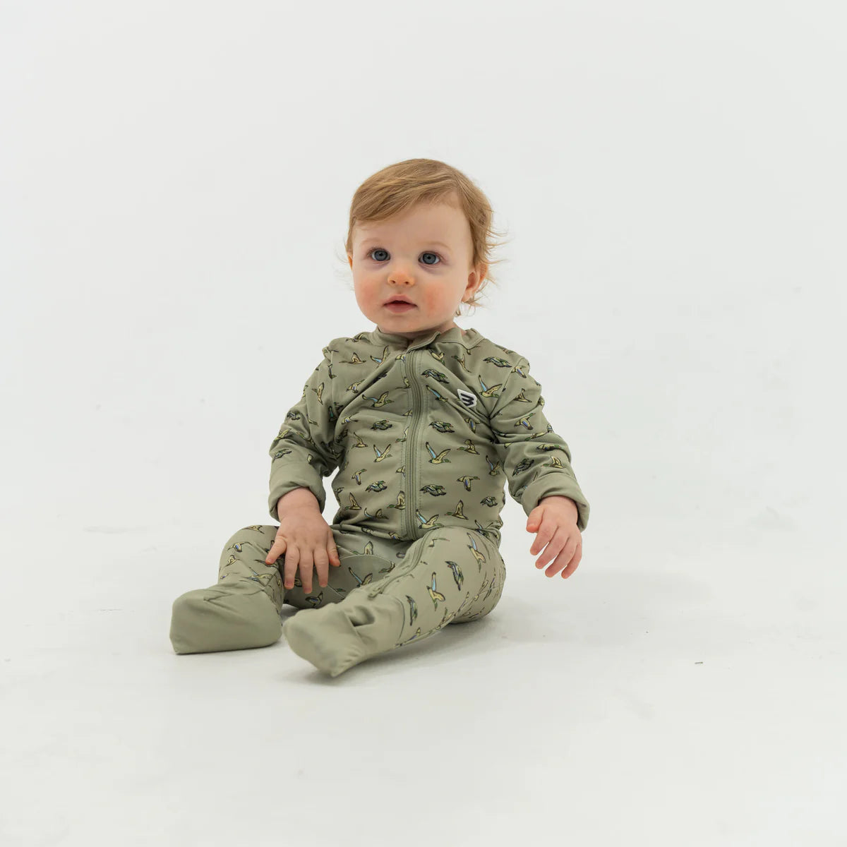 Baby Burlebo Zip Up - Flying Ducks Green