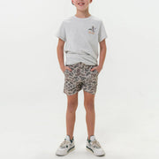 Youth Blurlebo Everyday Short in Classic Deer Camo - Grey Pocket