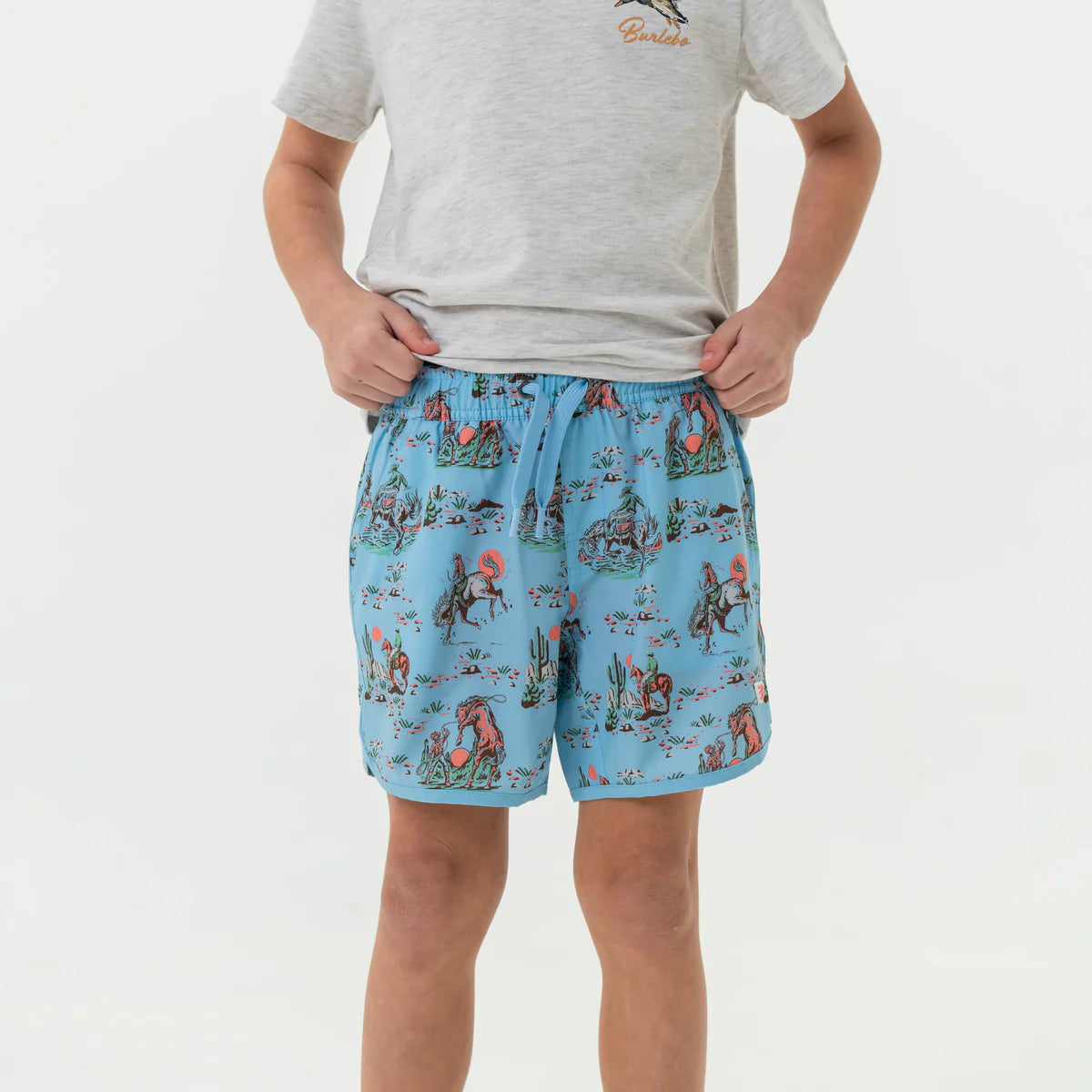 Burlebo Youth Swim Trunk in Cowboy Up