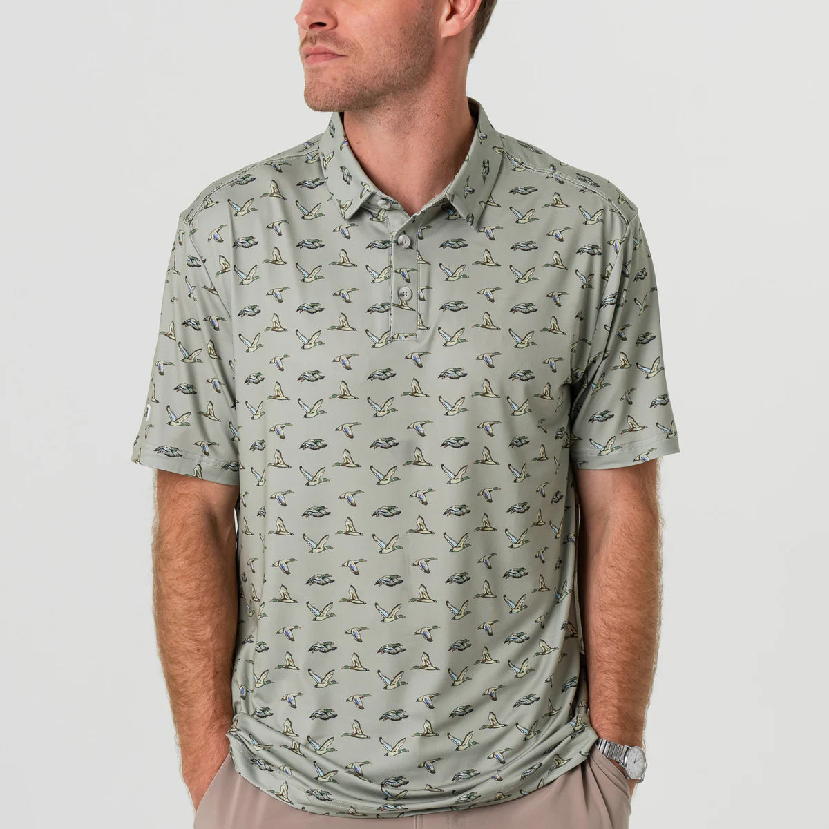 Men's Burlebo Performance Polo - Flying Ducks - Green