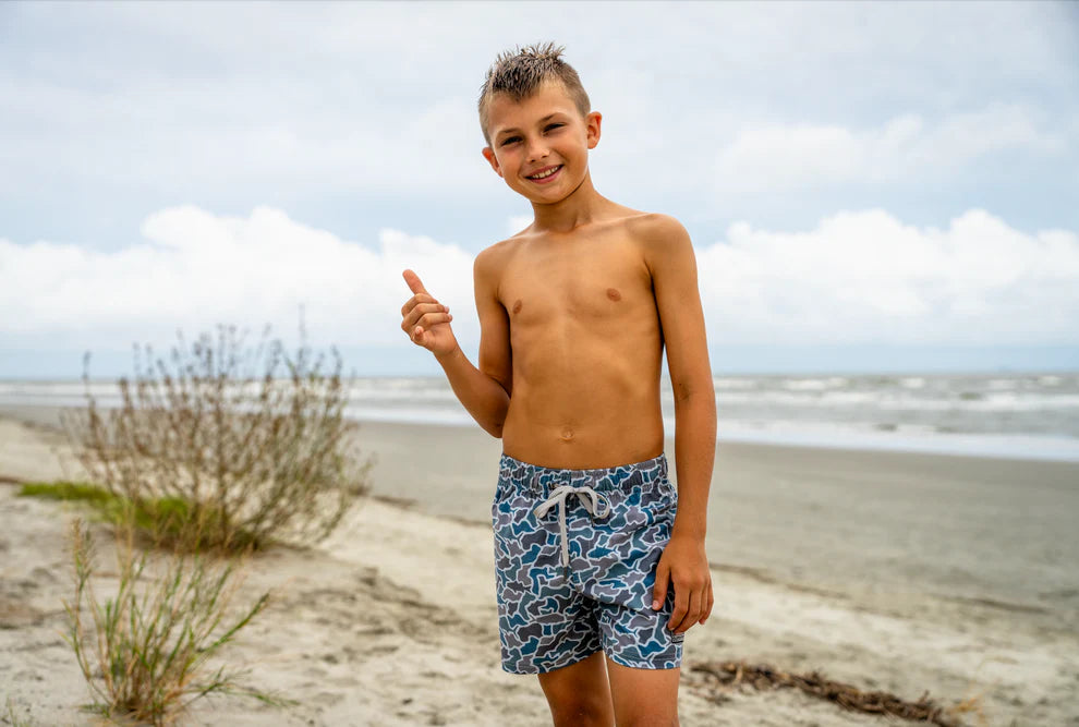 Youth Local Boy Bayview Swim Trunks in Fish Camo