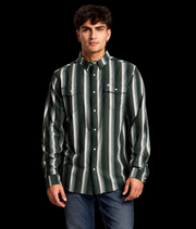 Ferrell | The Tristan in Black/Green - Long Sleeve Pearl Snap