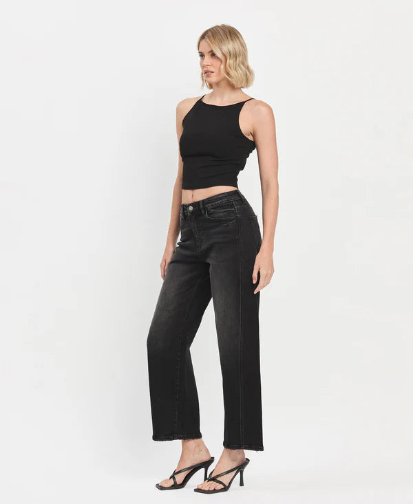 The Ella Black Super High Rise Barrel Jeans