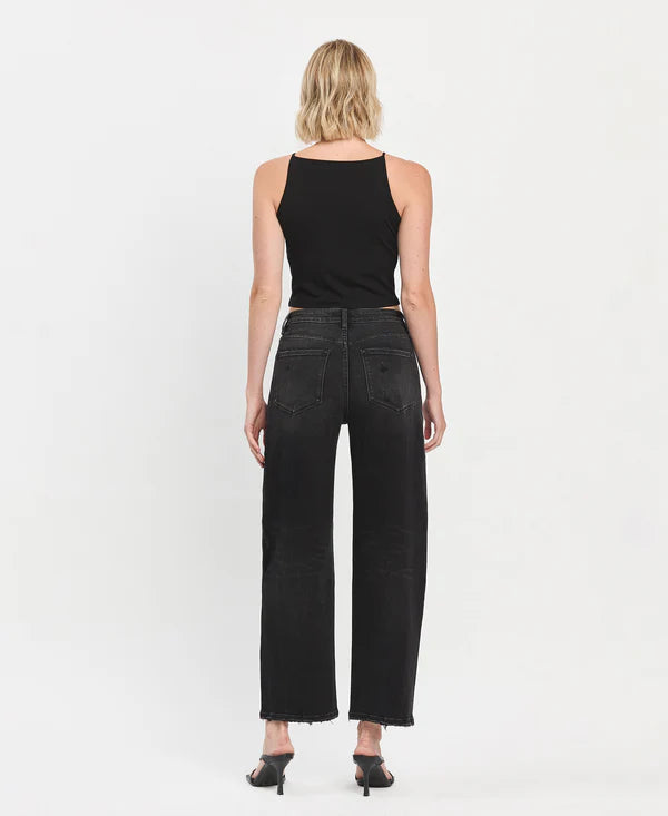 The Ella Black Super High Rise Barrel Jeans
